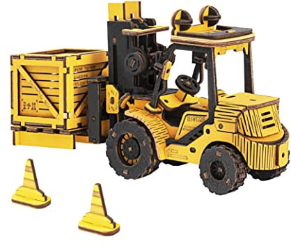 ROBOTIME Puzzle 3D in Legno Kit Di Modelli Di Veicoli In Legno Per Adulti Per Costruire i Propri Kit Di Costruzione Di Puzzle (Carrello Elevatore)