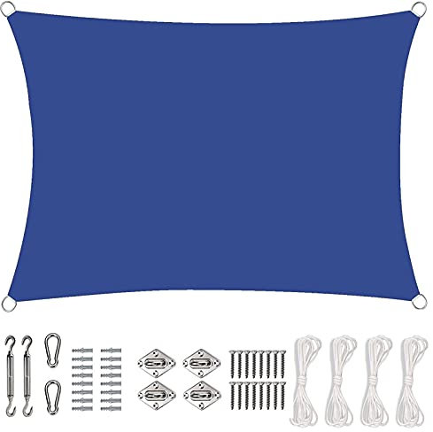 YOUNGC Auvent Parasol 5x5m rectangulaire étanche Parasol Protection Solaire Protection UV pour Jardin terrasse Camping, Bleu