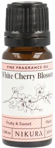 Nikura White Cherry Blossom Fine Fragrance Oil - 10ml | Perfect for Soap Making, Candle Making, Wax Melts, Diffuser, Burner | Great for use in Bath Bombs, Perfume Oil, Perfume Scents | Vegan & UK Made