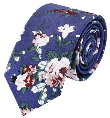 HOULIFE Herren Blumen Krawatten - Dünne Herrenkrawatte, Skinny Herren Krawatte Schmale Krawatte 6cm, Baumwoll Krawatten für den Täglichen Gebrauch In der Hochzeit, Party (Violett, 1Stk)