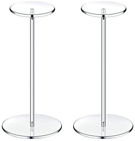 DASNTERED 2pcs Acrylic Hat Stand, Clear Baseball Cap Display Rack Round Discs Baseball Cap Hat Stand Wig Display Holder for Hat Watch(Clear)