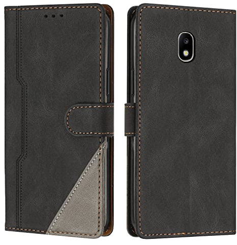 Radoo Kompatibel mit Samsung Galaxy J730 / J7 2017 Hülle, PU Leder Handyhülle [Stand Feature] [Kartenfachr] Schutzhülle Klappbar Flip Case Cover für Samsung Galaxy J730 / J7 2017 (Schwarz)