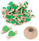 Lot de 100 mini pinces à linge vertes en bois multicolores avec cœur, 3 cm, petites épingles à linge avec ficelle pour affichage de photos, loisirs créatifs, décoration de mariage et de fête prénatale