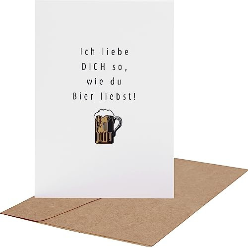 CL&MH Papa Grußkarte – Ich liebe DICH so, wie du Bier liebst-Geschenk für Papa – Grußkarte für Opa – Vatertagskarte lustig – Papa Karte –Papa Geburtstagskarten-Freund-Karte lustig