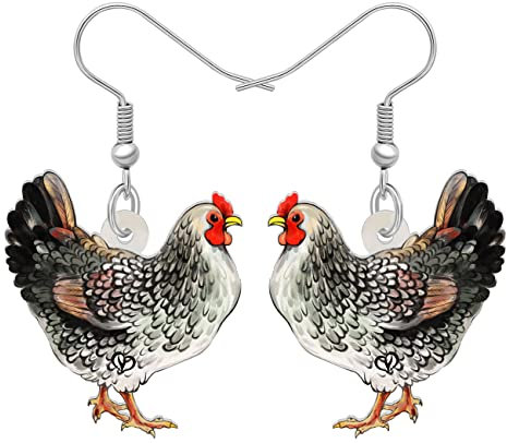 LONYOO Acryl Henne Huhn Ohrringe baumeln Bauernhof Tiere Mode Schmuck lustig Huhn Geschenke für Frauen Mädchen Charmas (Schwarz 454)