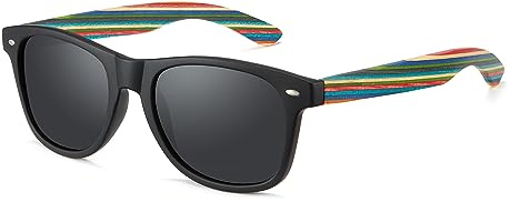 Cyxus Sonnenbrille Herren Damen Stilvolle Holzsonnenbrille Polarisiert Linse Outdoor UV 400 für Fahren Angeln Reisen（1109 Schwarz）