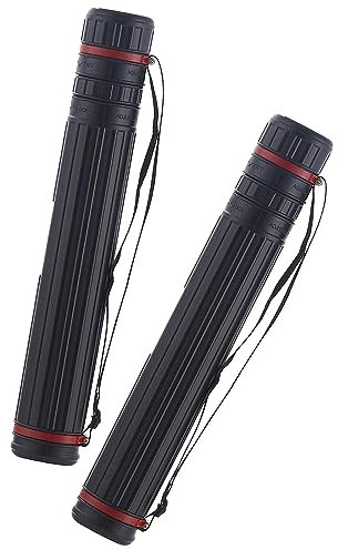 Harilla 2X Schwarzes Dokumentenposter Aufbewahrungsrohr mit Trageriemen 18'' bis 28'' mit Deckel Tragetasche Halter für Flipchart Scroll
