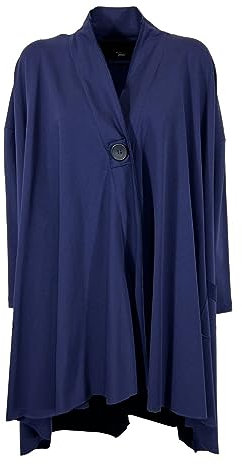 TADASHI spolverino donna felpa garzata blu over TPE236010 95% cotone 5% elastan MADE IN ITALY (S)