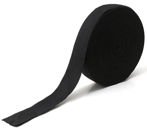10 m x 20 mm Cinta de Algodón,Encuadernación al Bies de Polialgodón de Tela Decoración de Costura de Patrón Cinta de Sarga Natural para Manualidades Artesanal Envoltura Accesorios de Ropa-negro