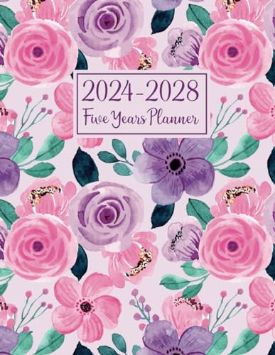 2024-2028 Five Years Planner: 5 year Monthly Agenda Calendar with Holidays and Inspirational Quotes (from January 24 to December 28) floral large organizer and Schedule 8.5x11”