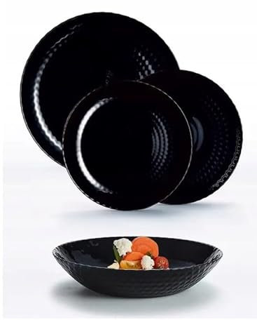 Servizio di Piatti da Tavola in Vetro Arcopal Pampille Black 18 Pezzi Luminarc