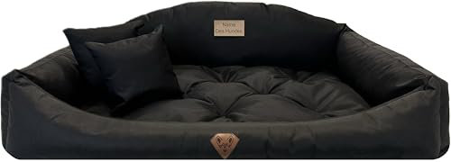 Dogs4Life Waschbar Orthopädisches Hundebett Hundekissen Hundesofa Hundekorb für Kleine Mittelgroße Grosse Hunde S - XXL Personalisiert mit Namen (XL, Schwarz)