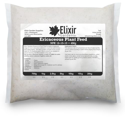 Elixir Gardens Ericaceous Feed Fertiliser 10kg Bag | NPK 12-10-10+ 4 Plant Food for Azalea, Magnolia, Rhododendron & Camellia