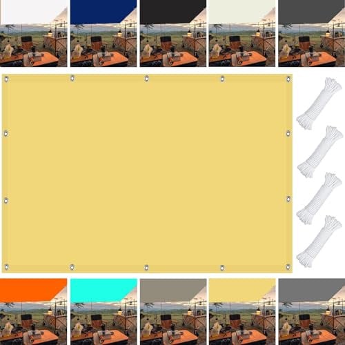 Rechteck Sonnensegel 5 x 9 m Premium Textiles Sonnensegel 98% Schutz vor UV-Strahlungen Windschutz für Terrasse, Pool und Garten, Sandgelb