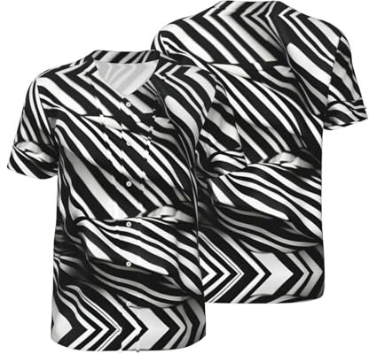 Softball-Trikot, gestreift, Schwarz / Weiß, personalisierbar, Baseball-Trikot mit Hip-Hop-Sinn, personalisierbar, Weiss/opulenter Garten, M