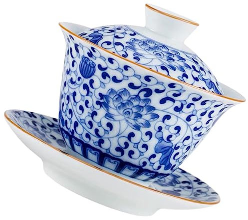 Garneck 1 Ensemble Bol Couvert En Porcelaine Bleue Et Blanche Tasse À Thé Décorative Tasse À Thé Naturelle Soupière Chinoise Tasse À Thé Porte-Thé Bol À Thé Tasse À Thé Chinoise Soupière