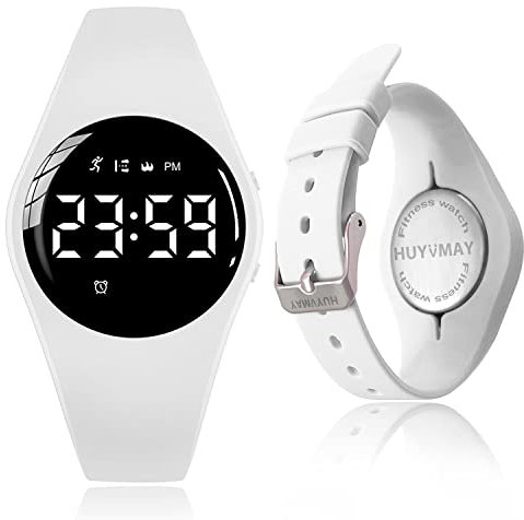 HUYVMAY Fitness Tracker Pedometer Watch No App No Mobile Phone 20-Day Battery Life Rechargeable Watch Waterproof Fitness Watch with Calorie Calculator Timer 3 Alarm Clocks Sports Watch for Women and