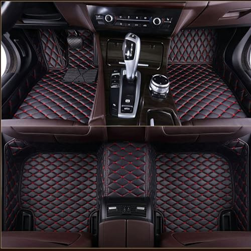 TOYOCC Fussmatten Auto für Mercedes-Benz GLC SUV (X253) Glc 200 250 300 300e 350e 300de 2015-2022 2023, Alles Inklusive Leder Fußmatten Wasserdicht Antirutsch Innenraum Schützen Zubehör,Black-Red