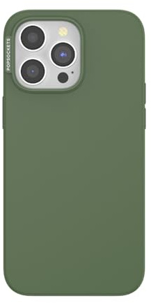 PopSockets iPhone 15 Pro Max Hülle kompatibel mit MagSafe, Handyhülle für iPhone 15 Pro Max, kabellos aufladbar, nur Hülle, Süßer PopSocket - Olive