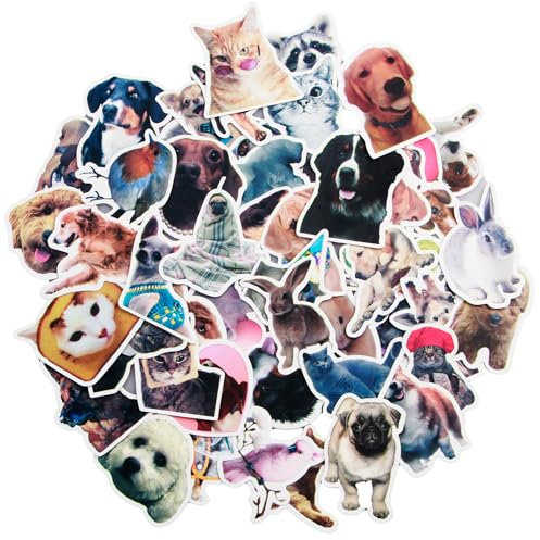 ORUZA Lustige Tiere Aufkleber, 52 Stück Funny Tiere Sticker Set, Cute Animals Wasserdichte Stickers für Wasserflaschen Scrapbook Skateboard Laptop Stickers
