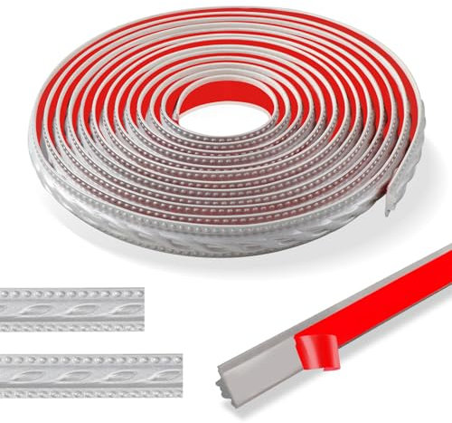 600cm Moulure Murale Vintage Pattern 3d-Flexible Moulure Decorative Auto-AdhéSif,ImperméAble Moulure Plafond,Moulure Adhesive IdéAl Pour La Porte,L’Armoire, La DéCoration De La Maison(2cm-Argent)