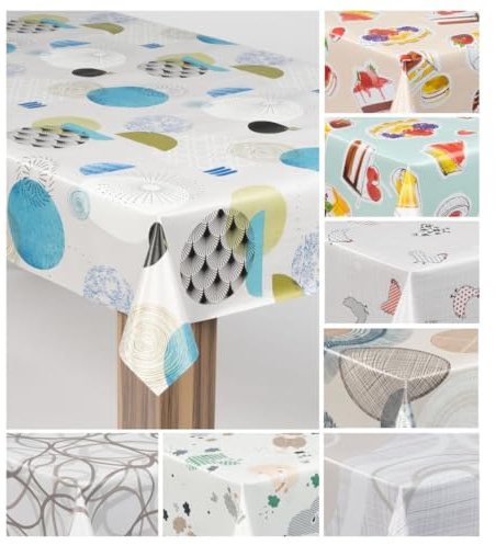 laro Wachstuch-Tischdecke Wachstischdecke Gartentischdecke, Muster:Formen Symphonie, Größe:110x240