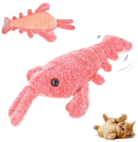 Lobster Interactive Dog Toy, 2024 New Dog Toys Indestructible, Jumping Moving Dog Toys for Medium Dogs, Calming Pet Toys Sturdy Puppy Chew Toys for Teething (Pink)