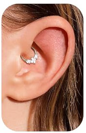 BodyBonita 16G Septum Piercing Schmuck – 316L Edelstahl Nasenring Nasenpiercing mit Zirkonia für Frauen Männer Conch Helix Piercings Tragus Daith Knorpel Ohrpiercing Silber 8mm Geometrisch Funke