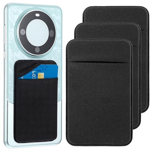 Qianyu 3 Pcs Phone Card Holder Credit ID Case Pouch Sleeve Wallet Stick on for Back of Phone Case Card Pocket for Women Men Compatible with Most of Cell Phones