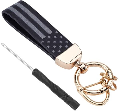 GORGECRAFT Schwarzer Amerikanischer USA Flagge Autoschlüsselanhänger Aus Goldenem Metall Verlorener D Ring Autoschlüsselanhänger Um 360 Grad Drehbarer Schlüsselring Mit Ring Aus Zinklegierung Universe