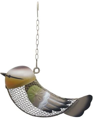 Dehner Natura Premium Futterstelle Mango, dekorative Futterstation für Wildvögel, Futterspender robust/langlebig, inkl. Aufhängevorrichtung, ca. 26.8 x 12 x 8.5 cm, Metall, gelb/grün/braun