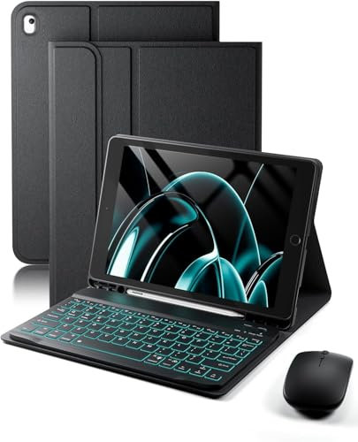 TUNKARMOR Case Magic - Tastiera retroilluminata per iPad da 10,2 9a generazione/8a/7a/iPad Pro 10,5/Air 3a generazione da 10,5, supporto per matita integrato con mouse, colore: Nero