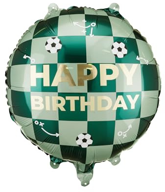 Folienballon Happy Birthday mit Fußballmotiv 35cm - Ballon für Helium oder Luft - Luftballon Deko für Geburtstag - Folienluftballon Geburtstagsdeko Partydeko Fußballdeko - Grün