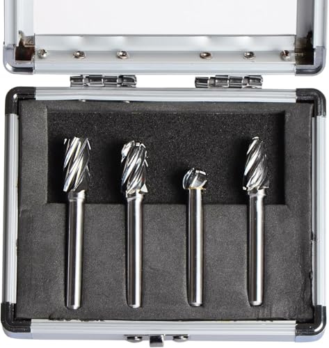 SpeTool Hartmetall-Frässtifte für Aluminium (Nichteisenmetalle) zum Schleifen und Polieren, 6-mm-Schaft, 4 Stück/Packung