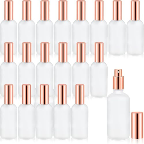 100 ml Flacon Vaporisateur Vide Verre,20 Pièces flacons spray vide de voyage rechargeables et réutilisables pour les huiles essentielles,les cheveux,les parfums et le nettoyage (Or rose, blanc)