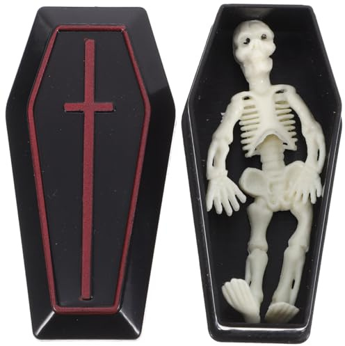 VALICLUD Halloween Mini Sarg Dekoration mit Realistischem Skelett Modell | Langlebig Witzige Halloween Requisiten für Party Deko und Scherzartikel Teiliges