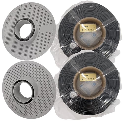 ULROAD 2 Rollen PETG HF schwarz á 1kg mit RFID Chip für Bambu Lab + 1x Leerspule für Bambulab AMS P1S P1P X1C Zubehör Rolle PET-G High-Flow Spule 3D-Drucker Druck Filament PETG Filament
