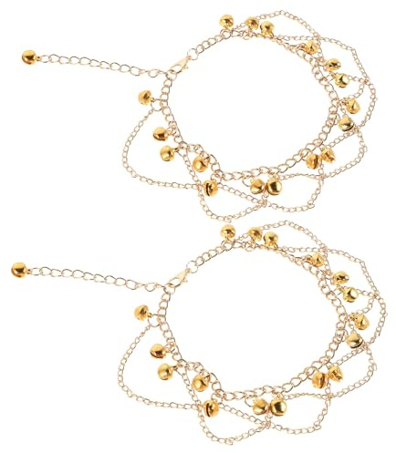 Healeved Boho Fußkettchen Mit Glöckchen Und Quasten Mehrlagig Goldfarbenes Beinarmband Für Damen Klingelnder Fußschmuck Für Tanzaufführungen Und Strand