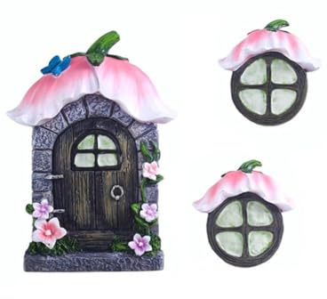 UTTASU Miniatur-Feentür, Gartendekoration, leuchtend, für Tür, Baumhaus, Dekoration