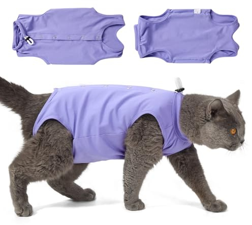 Poiinvc Combinaison de récupération pour Chat, Bodys pour Traitement médical, chirurgicales, Combinaisons, Body pour Chaton après opération, Combinaison, opérations, Combinaison de (Violet, M)
