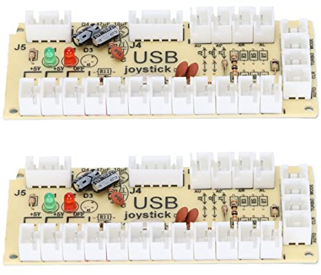 KUIDAMOS Contrôleur de Jeu D' Encodeur USB Efficace sans Délai USB vers Bouton Joystick pour PC pour MAME pour Retro, Console de Jeu D' DIY pour les Amateurs de Joystick (QM070913 (double))