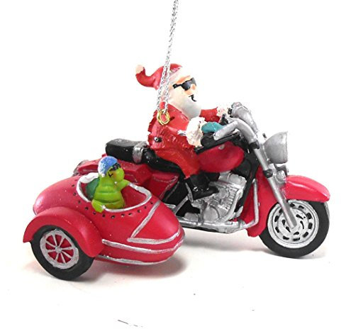 Cape Shore Weihnachtsmann auf einem Motorrad, Schildkröte in der Seite, Auto-Hängeornament, Kunstharz