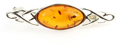 SilverAmber Jewellery Broche celtique classique en ambre de la Baltique et argent sterling 925 – GL808, argent, argent sterling, Ambre