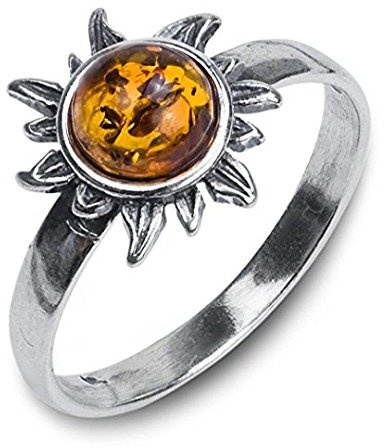 Ian and Valeri Co. Amber Ring Fine Sterling Silver Sun