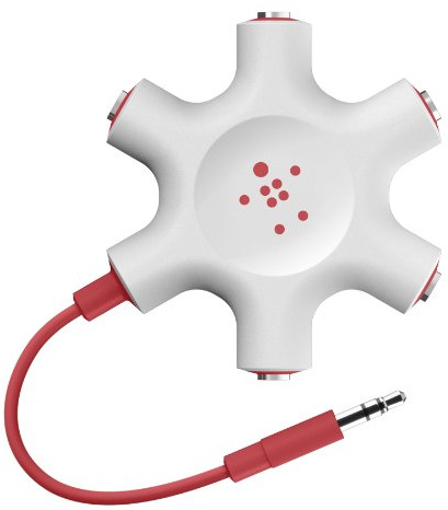 Belkin F8Z274BT Cavo Doppiatore per Cuffie con 5 Prese da 3,5 mm, Rosso (Rouge)