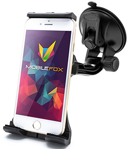 Mobilefox 360° KFZ Auto Handyhalterung Smartphone Halter kompatibel mit Apple iPhone 17 16 15 14 13 12 11 Pro XS Max XR 8 7 6 S Plus SE 5 C 4 Mini Schwarz - Auto Halterung