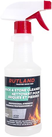 Rutland Brick and Stone Cleaner for Fireplace, Fire Brick, Terracotta, Marble & Porous Masonry - Non-Abrasive Industrial Emulsifier Cleaning Solution for Soot - Made in USA, 16 oz