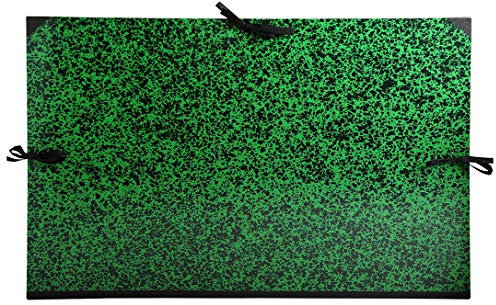 Exacompta 533600E Zeichenmappe Annonay für 75 x 110cm, mit Verschlußband aus Stoff. Aus extra starkem Karton 3cm Rückenbreite schwarz-grün marmoriert ideal zum transportieren und aufbewahren