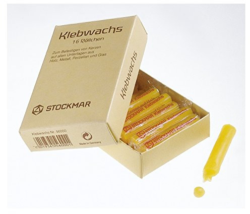 Stockmar 56000 Klebwachs zum Befestigen von Kerzen, gelb, 16-teilig (1 Set)