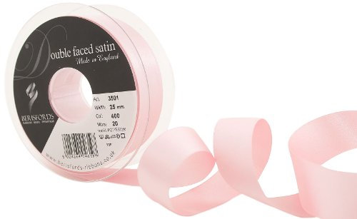 Berisfords 3501 Double Satin Ribbon, Pink Azalea, 25 mm